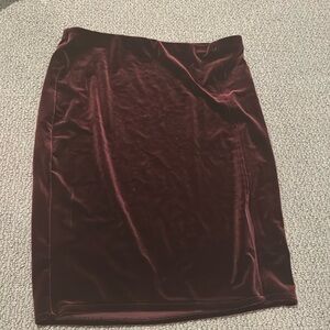 Express Deep Red Velvet Pencil Skirt